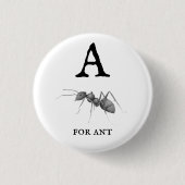 "A" voor Ant Ronde Button 3,2 Cm (Voorkant)