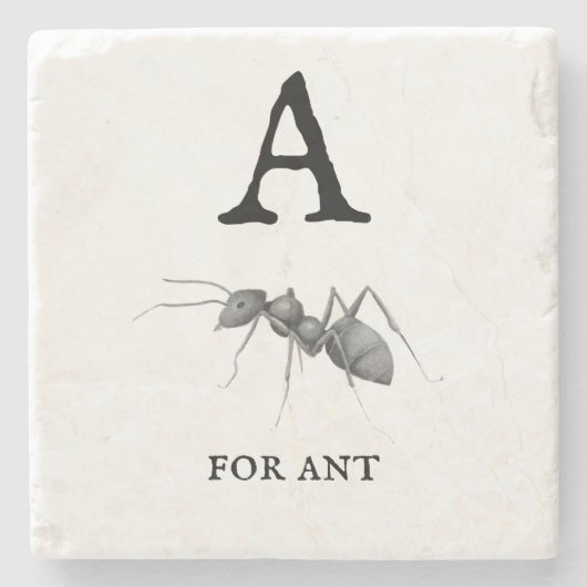 "A" voor Ant Stenen Onderzetter (Voorkant)