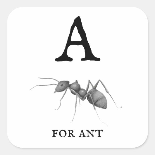 "A" voor Ant Vierkante Sticker (Voorkant)