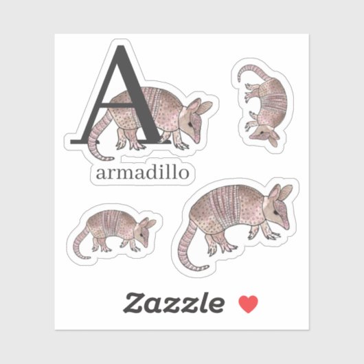 A voor Armadillo-Stickers Sticker (Vel)