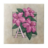 A voor Azalea Bloem Monogram Tegeltje (Voorkant)