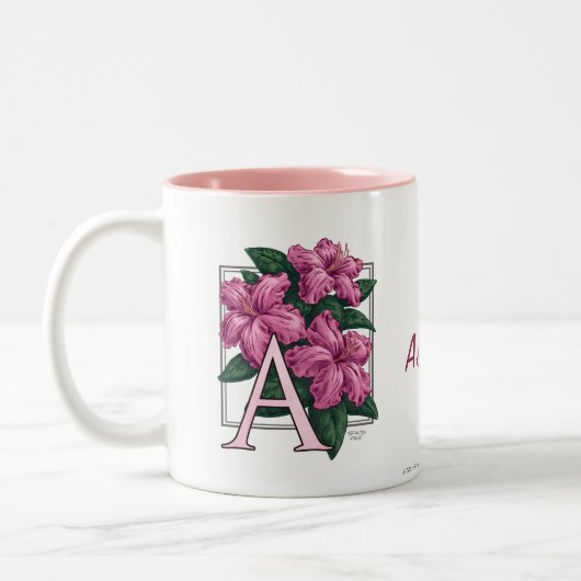 A voor Azalea Flower Monogram and Name Mok (Links)