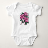 A voor Azalea Flower Monogram Baby Clothes Romper (Voorkant)