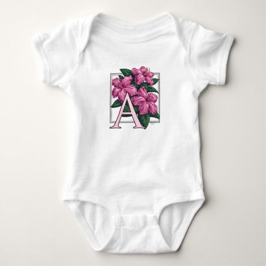 A voor Azalea Flower Monogram Baby Clothes Romper (Voorkant)