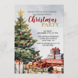 A Warm and Festive Watercolor Christmas Invitation Kaart