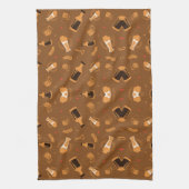 A warm brown blanket with a repeated pattern theedoek (Verticaal)