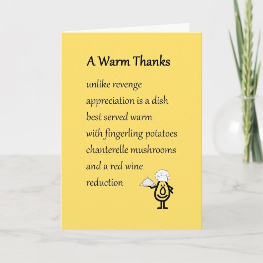A Warm Thanks - a funny thank you poem Bedankkaart (Voorkant)
