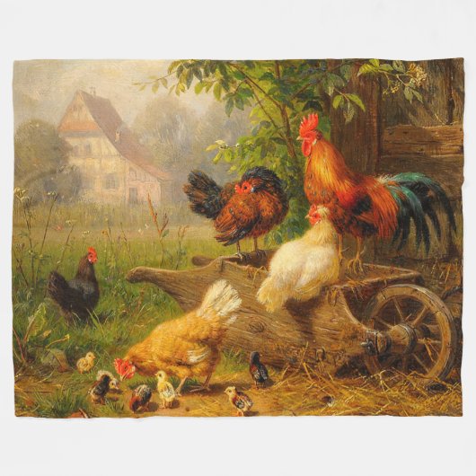 A Watchful Eye Carl Jutz 1916 Farmyard Fleece Deken (Voorkant (Horizontaal))