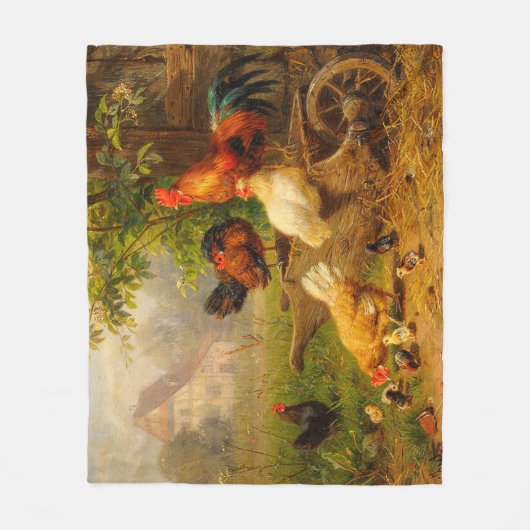A Watchful Eye Carl Jutz 1916 Farmyard Fleece Deken (Voorkant)