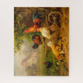 A Watchful Eye Carl Jutz 1916 Farmyard Rooster Legpuzzel (Verticaal)