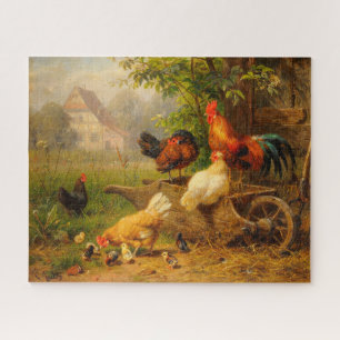 A Watchful Eye Carl Jutz 1916 Farmyard Rooster Legpuzzel