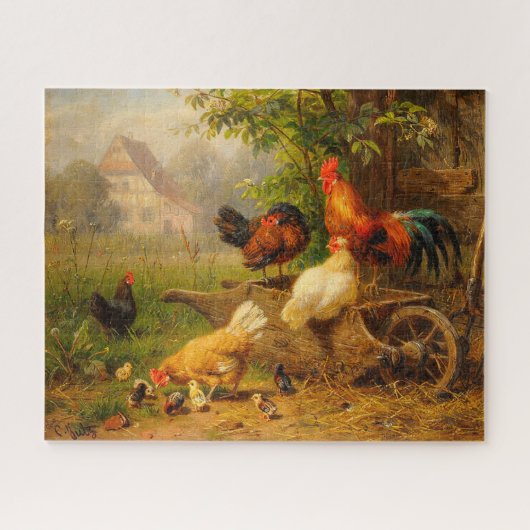 A Watchful Eye Carl Jutz 1916 Farmyard Rooster Legpuzzel (Horizontaal)