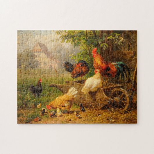 A Watchful Eye Carl Jutz 1916 Farmyard Rooster Legpuzzel (Horizontaal)