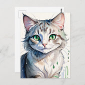 A Watercolor Cat Portrait Briefkaart (Voorkant / Achterkant)