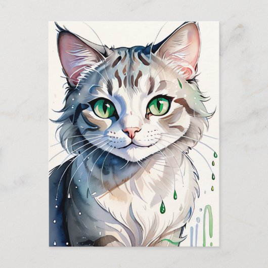 A Watercolor Cat Portrait Briefkaart (Voorkant)
