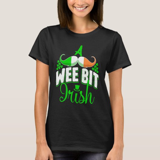 A Wee Bit Irish Shamrock Flag Snarky St Patricks D T-shirt (Voorkant)
