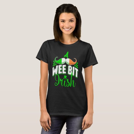 A Wee Bit Irish Shamrock Flag Snarky St Patricks D T-shirt (Voorkant volledig)