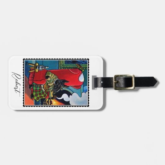 'A Wee Dram' Schotse Terriër Hond Custom Bagagelabel (Voorkant horizontaal)