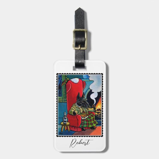 'A Wee Dram' Schotse Terriër Hond Custom Bagagelabel (Voorkant verticaal)