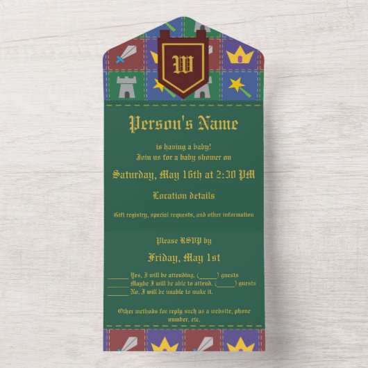 A Wee One's Fantasy Quilt All-in-One Uitnodiging (Binnen)