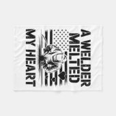 A Welder Melted My Heart Valentine Day On Ck Wel  Fleece Deken (Voorkant (Horizontaal))