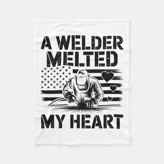 A Welder Melted My Heart Valentine Day On Ck Wel  Fleece Deken (Voorkant)