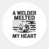 A Welder Melted My Heart Valentine Day On Ck Wel  Ronde Sticker (Voorkant)