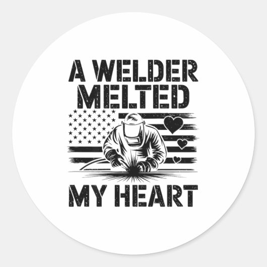 A Welder Melted My Heart Valentine Day On Ck Wel  Ronde Sticker (Voorkant)