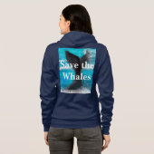 A Whale's Tail - Save the Whales Navy Blue Hoodie (Achterkant volledig)