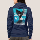 A Whale's Tail - Save the Whales Navy Blue Hoodie (Achterkant)