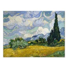 A Wheatfield met Cypresses Van Gogh Foto Afdruk
