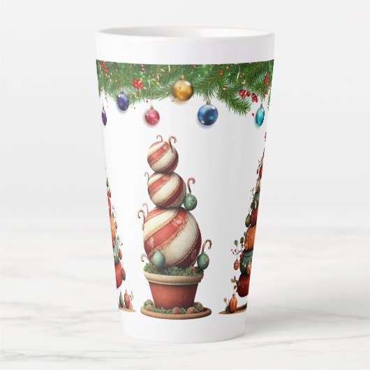 A Whimsical Christmas Topiary Trees Latte Mok (Voorkant)