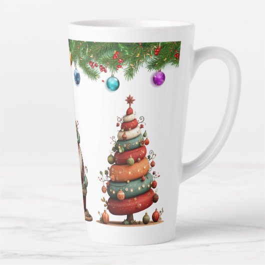 A Whimsical Christmas Topiary Trees Latte Mok (Rechts)