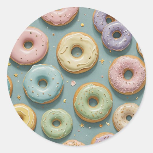 A Whimsical Pastel Donut Dream Ronde Sticker (Voorkant)