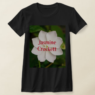 A white blooming jasmine flower with Jasmine Crock T-shirt