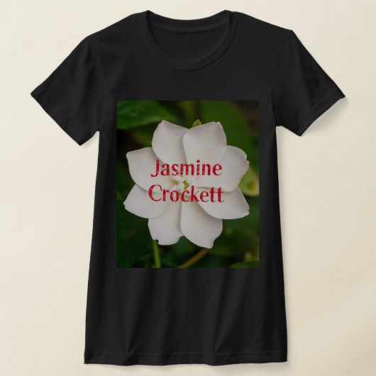 A white blooming jasmine flower with Jasmine Crock T-shirt (Laagn)
