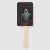 A white ghost holding a red lantern with red leave handwaaier (Voorkant)