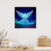 A White Glowing Angel Resting in His Hand Poster (Keuken)