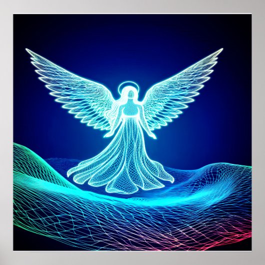 A White Glowing Angel Resting in His Hand Poster (Voorkant)