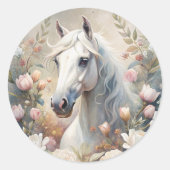 A White Horse  Ronde Sticker (Voorkant)