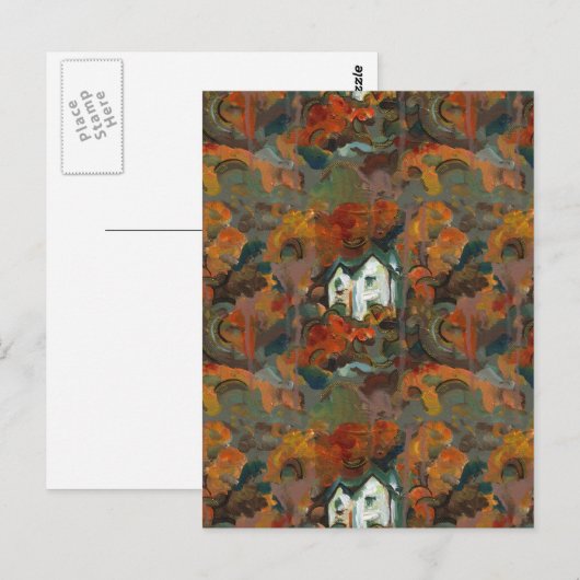 A White House & Autumn Trees Briefkaart (Voorkant / Achterkant)