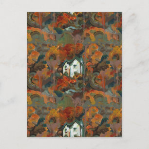 A White House & Autumn Trees Briefkaart