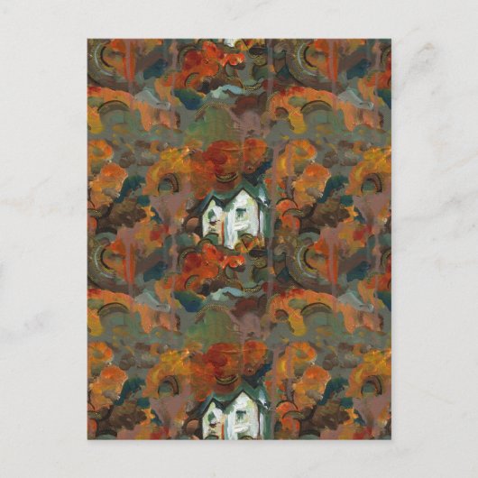 A White House & Autumn Trees Briefkaart (Voorkant)