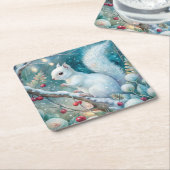 A White Squirrel Kartonnen Onderzetters (Schuin)