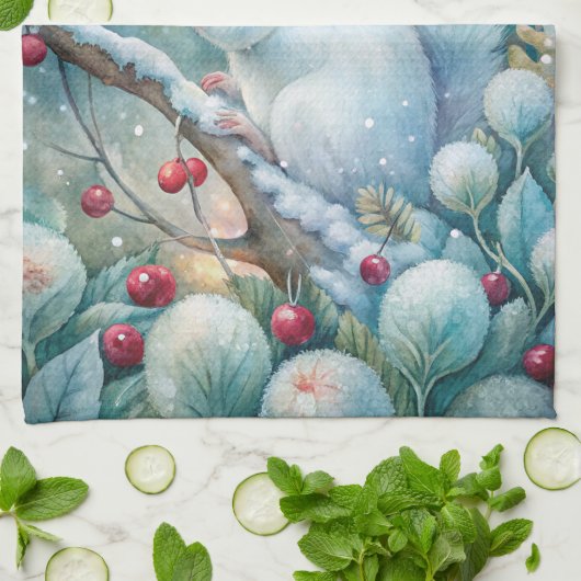 A White Squirrel Theedoek (Gevouwen)