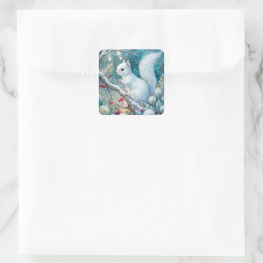 A White Squirrel Vierkante Sticker (Tas)