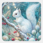A White Squirrel Vierkante Sticker (Voorkant)