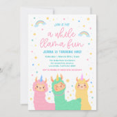 A Whole Llama Fun Rainbow en Stars Birthday Party Kaart (Voorkant)