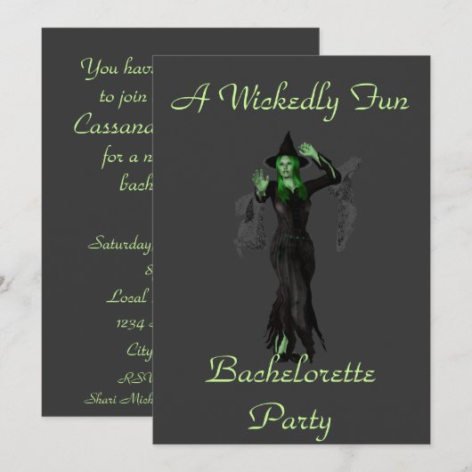 "A Wickly Fun Bachelorette Party" w/ Witch Kaart (Voorkant / Achterkant)