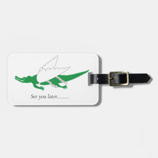 A Winged Green Alligator Luggage Tag Bagagelabel